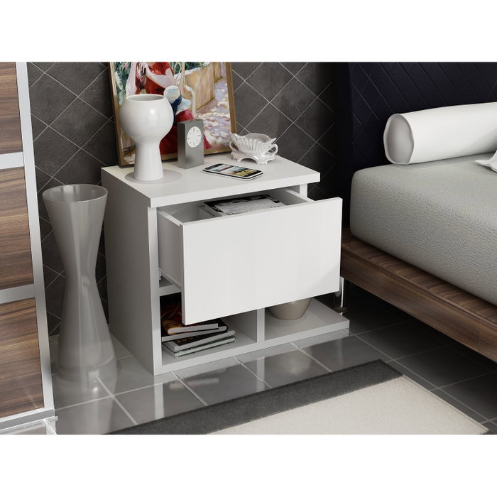 Hanah Home Yasso Mesilla de Noche Blanca